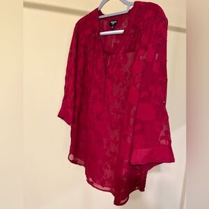 Torrid Vibrant Red Sheer Harper Blouse